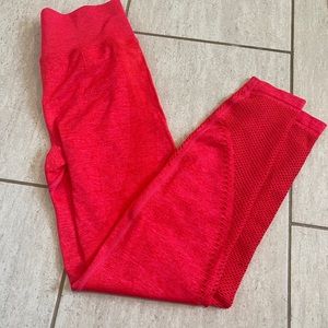 Bright red leggings seamless leggings. High waisted full length.